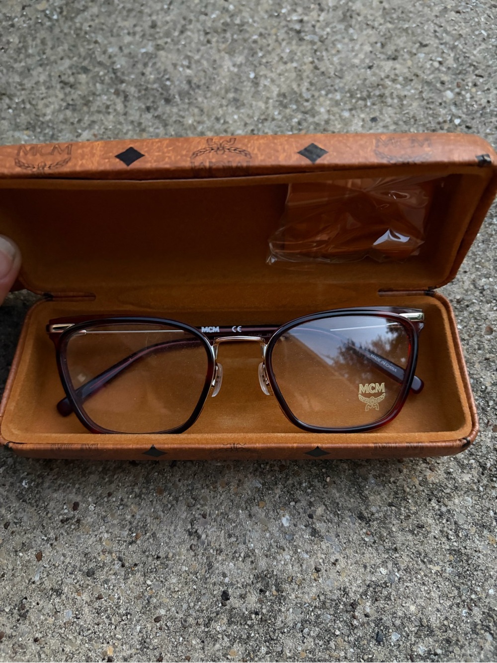 MCM Brown Tortoiseshell Optical Glasses with Orange Logo Case NEW